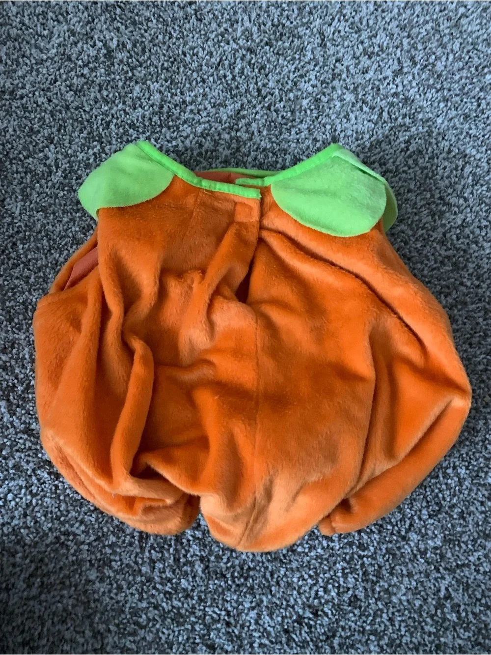 Orange Pumpkin Kids Costume with Green Collar and Hat 18-24M